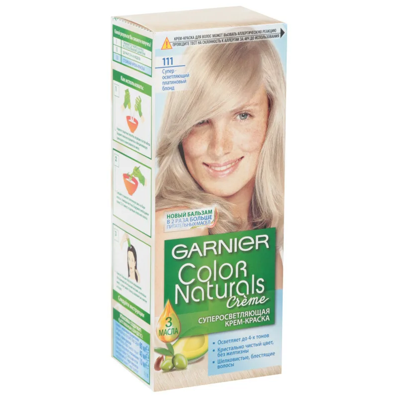 GARNIER Color Naturals стойкая питательная крем-краска для волос, 3, Суперосветляющий платиновый блонд, 110 мл