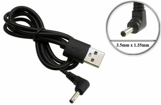 Переходник USB - 5V, 3.5mm x 1.35mm, угловой, 1m, для зарядки планшета, сетевого оборудования (маршрутизаторов, роутеров), автоэлектроники и др.