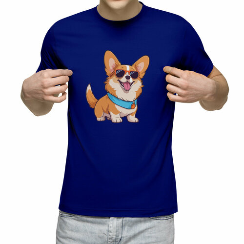 Футболка Us Basic, размер L, синий мужская футболка корги в очках собачка хипстер 2xl черный