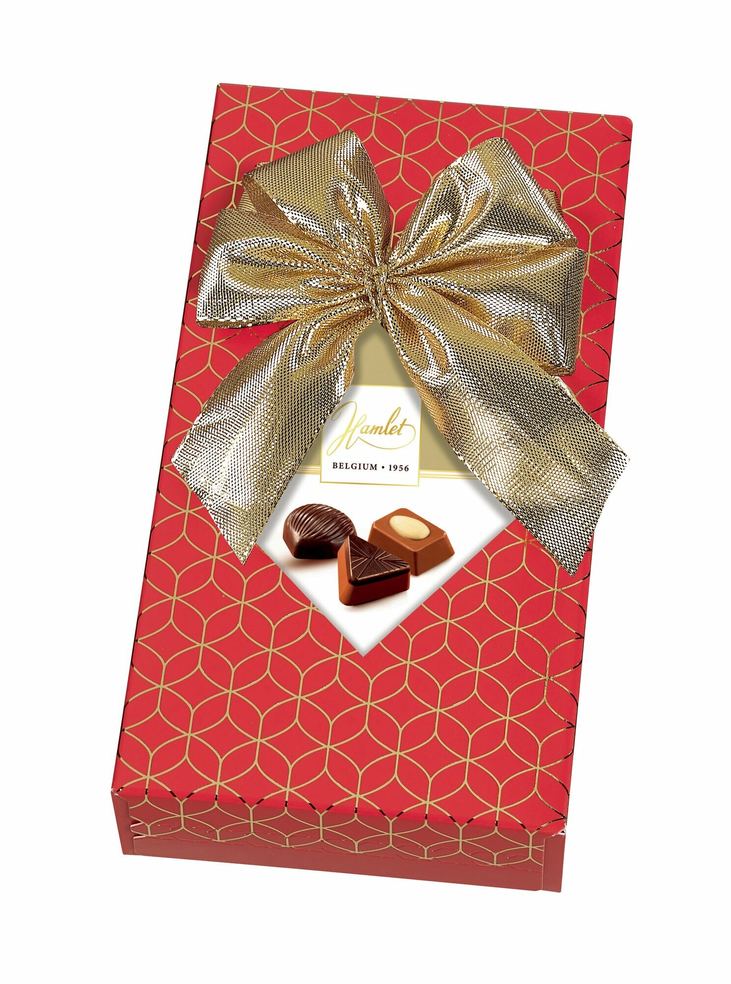 Ассорти шоколадных конфет Hamlet "Pralines Collection" в красной упаковке с бантом, Бельгия, 100г