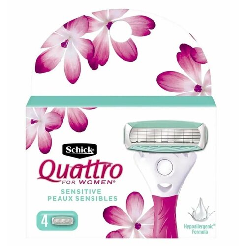 Сменные кассеты для женской бритвы Schick Quattro for Women Sensitive 4 шт.