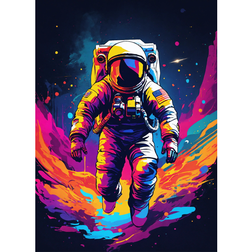 картина по номерам космонавт посреди цветов 40х50 см Космонавт Картина по номерам 40х50 АртТойс