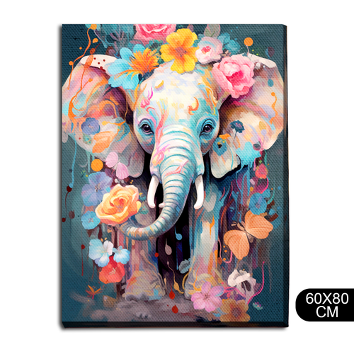 Картина интерьерная на холсте животные абстракция (красочный слоник, милота) - 76 В 80x60