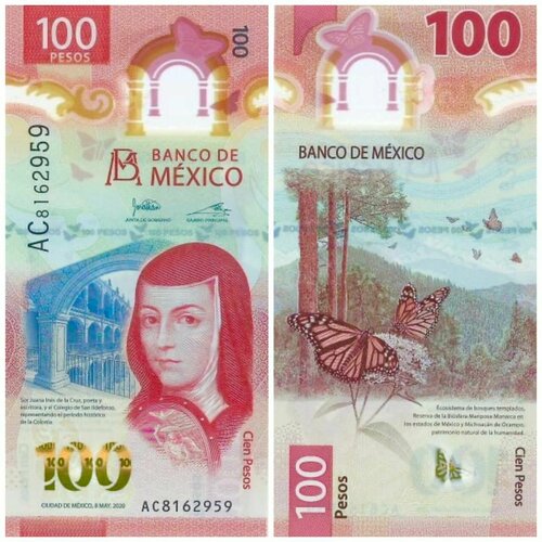 Банкнота Мексика 100 песо 2021 год полимер UNC банкнота номиналом 100 песо 2013 года мексика