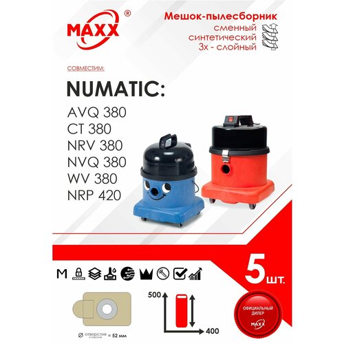 Мешок - пылесборник 5 шт. для пылесоса Numatic 380, NVQ380, WV 380, NRP 420