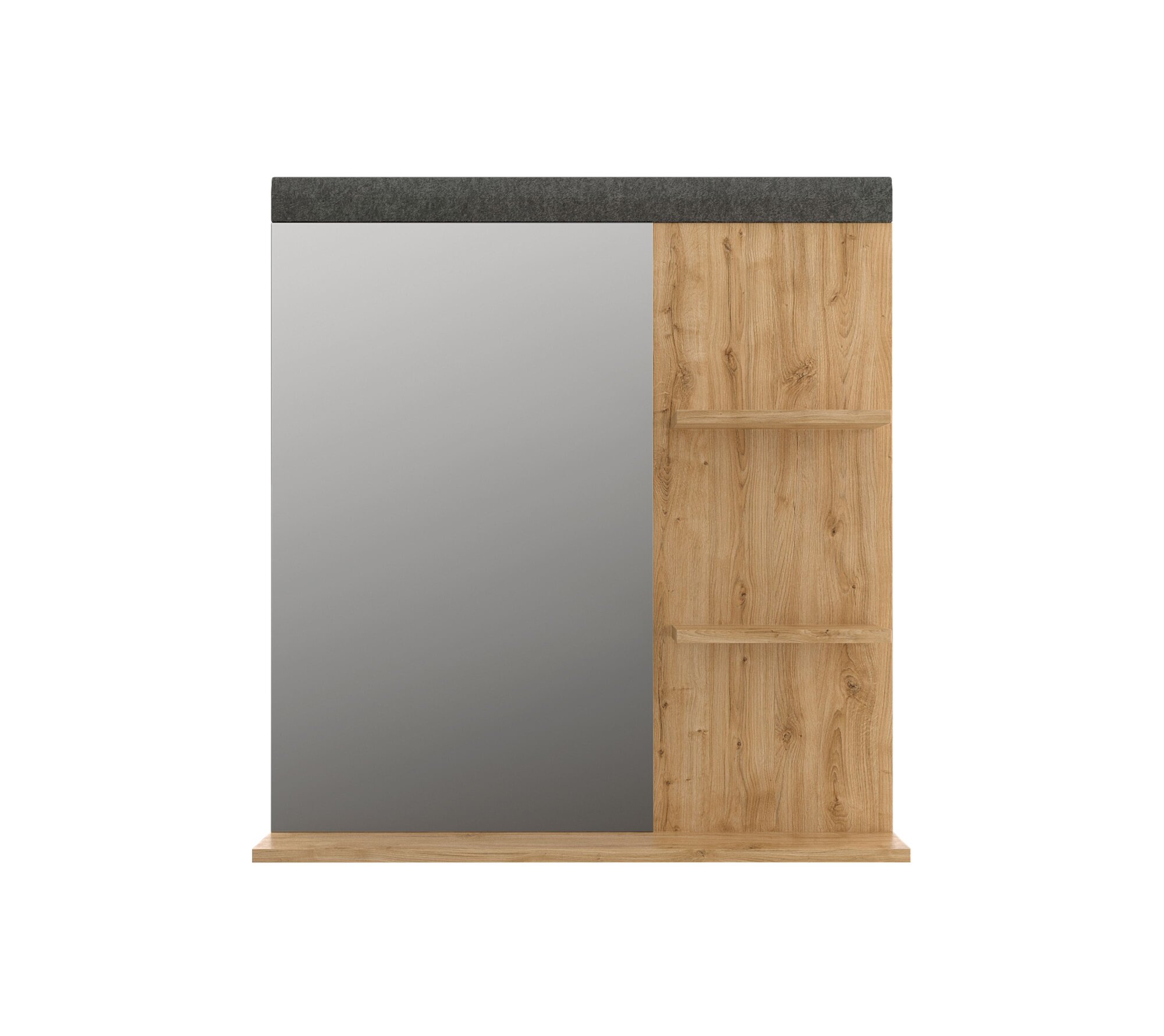 фото Полка настенная с зеркалом БРВ Мебель GRACE LUS 80 Дуб наварра/Графит