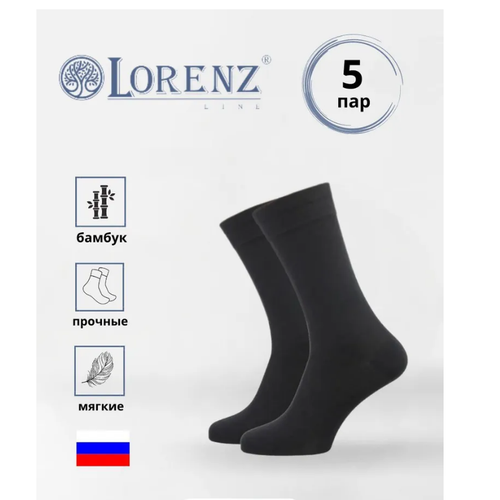 Носки LorenzLine, 5 пар, размер 25, черный