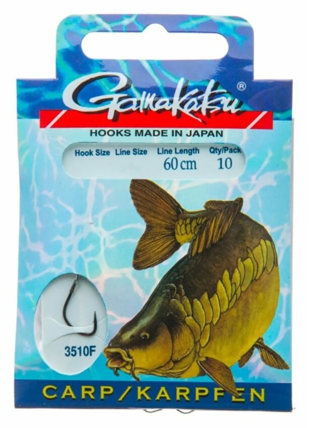 Крючок с поводком для рыбалки Gamakatsu BKS-3510F (CARP) №06, леска 0,22mm - 60cm ( упк. по 10шт.)