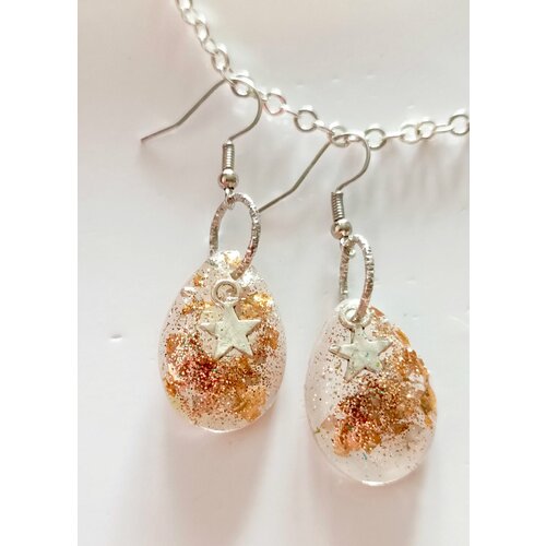 Серьги , размер 35 мм, золотой, бежевый