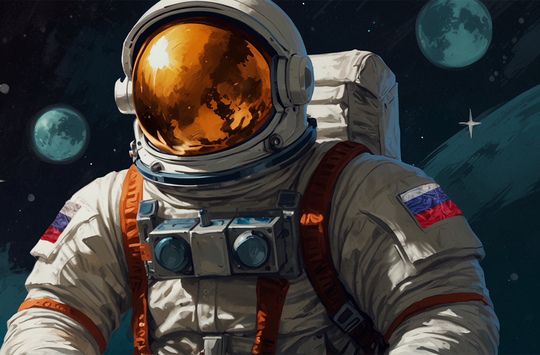 Картина по номерам Космонавт среди планет 40х60 см Art Hobby Home