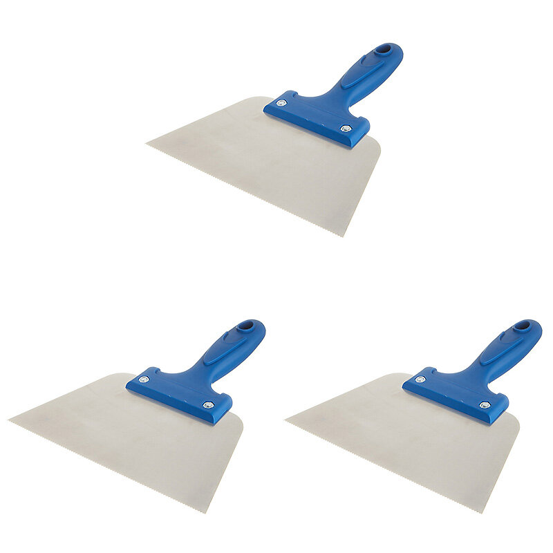 Шпатель для клея зубчатый 180 мм А2 нержавеющая сталь с пластиковой ручкой (3 шт.)