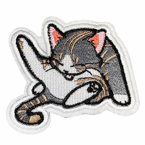 Нашивка, шеврон, патч (patch) Котик, размер 6,5*5,5 см
