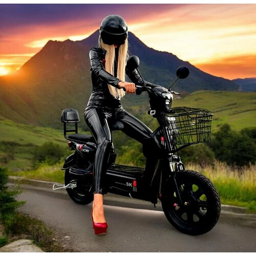 Электровелосипед - электромопед с педалями SK8 500 ватт черный А-6099 52990₽
