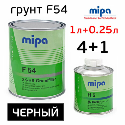 Грунт Mipa F54 1л025л черный комплект Grundfiller 41 наполнитель авторемонтный автомобильный акриловый 2428₽