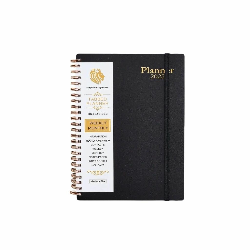 Day Planner 2025 Еженедельный ежемесячный с января года-декабря академический календарь этикеткой датированной страницей