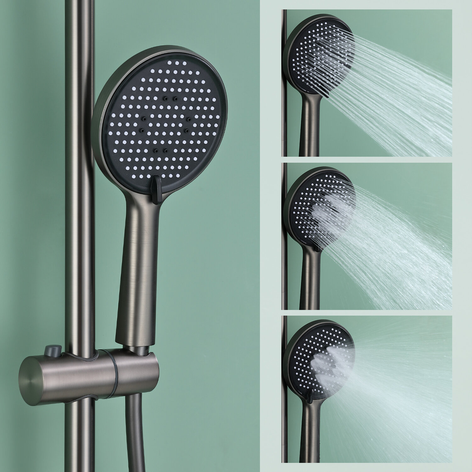 Душевая стойка со смесителем для ванны Splenka S221.24.09, нержавеющая сталь, графит — фото 1