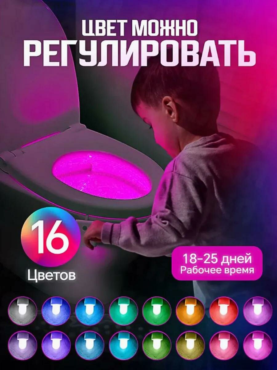 Подсветка для унитаза с датчиком движения и проекцией беспроводная — фото 1