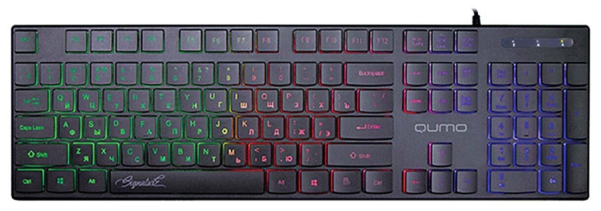 Клавиатура проводная Qumo Signature, RGB подсветка, USB, Черный 33350