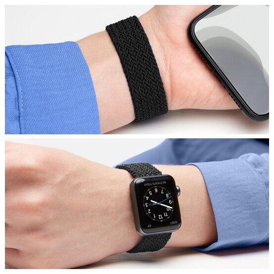 Ремешок Deppa Nylon для Apple Watch 42/44 mm, нейлоновый, черный - фото №2