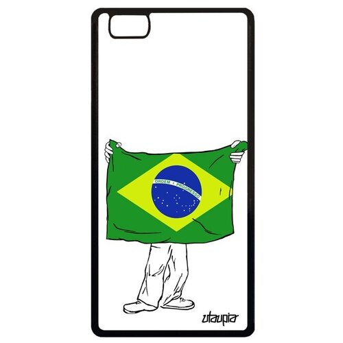 фото Ударопрочный чехол на мобильный // huawei p8 lite 2015 // "флаг бразилии с руками" государственный стиль, utaupia, белый