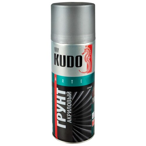 Грунт KUDO KU-210x акриловая для черных и цветных металлов, 0.52 л, серый, матовая, 520 мл, 1 шт. kudo схи газ универсальный для заправки зажигалок 140 мл gas kudo ku h404 1шт