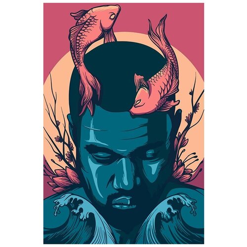 Картина по номерам на холсте музыка Канье Уэст (Kanye West) - 8647 В 60x40