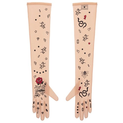 фото Перчатки glove.me "with love long", бежевые