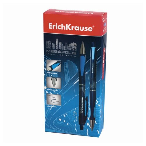 ручка шариковая Erich Krause, 0,7 мм, автоматическая, синяя (упаковка 12 шт) - фото №7