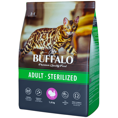 Mr.Buffalo Сухой корм для кошек Mr.Buffalo STERILIZED, индейка, 1.8 кг