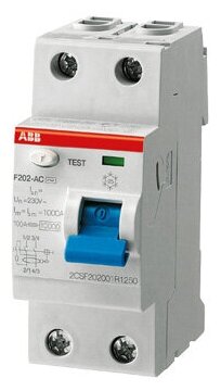 Дифференциальный выключатель нагрузки FH202 2 полюса, 40А, Тип AC, 30мА | код. 2CSF202004R1400 | ABB ( 1шт. )