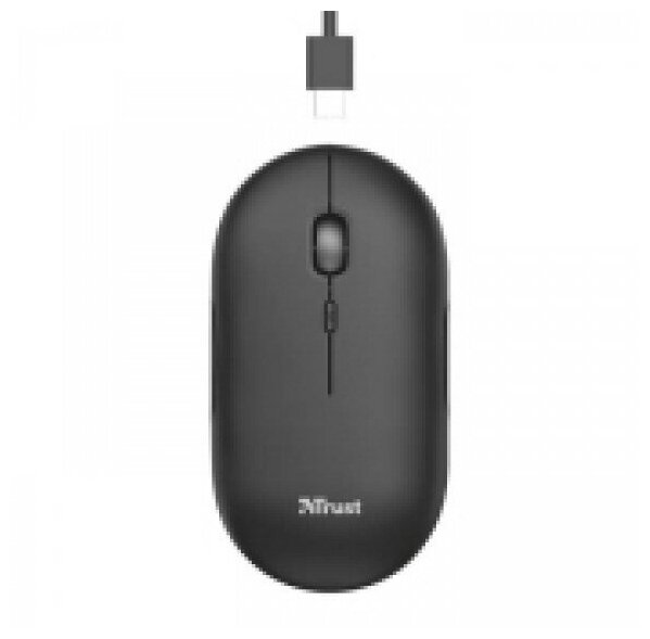 Беспроводная аккумуляторная мышь со скругленными очертаниями и бесшумными кнопками Trust Puck