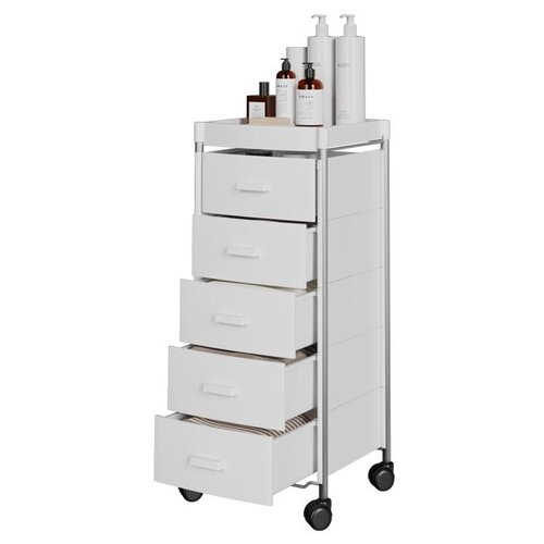 Этажерка с ящиками на колесиках GiroCo Agata 5 черная для ванной,прихожей,детской,кухни,офиса, 5 ящиков, 34,5х33,5х89 см