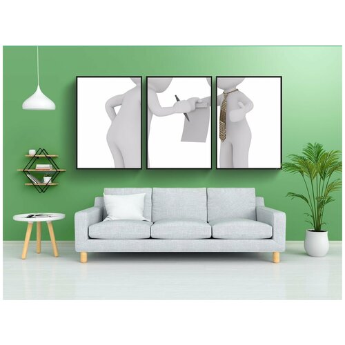 фото Набор модулных постеров для интерьера "белый кобель, 3d модель, изолированный" 60x90 см. в тубусе, без рамки lotsprints