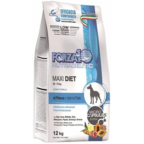 Сухой корм Forza10 для взрослых собак крупных пород 26/13 Maxi Diet Pesce с рыбой 12кг