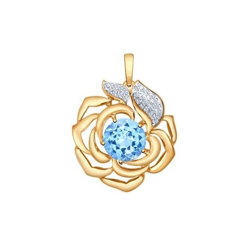 фото Золотая подвеска sokolov с ситаллом цвета топаз и фианитом 731552 diamant-online