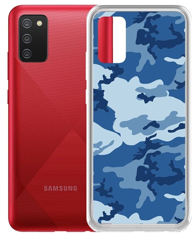 Чехол-накладка Krutoff Clear Case Камуфляж синий для Samsung Galaxy A02s (A025)