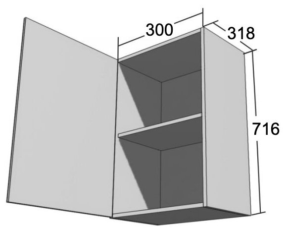 Кухонный модуль навесной Глетчер, шкаф навесной, МДФ, 30х71.6х31.8 см - фотография № 2