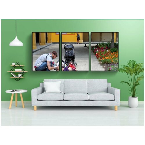 фото Набор модулных постеров для интерьера "отец, ребенок, франция" 60x90 см. в тубусе, без рамки lotsprints