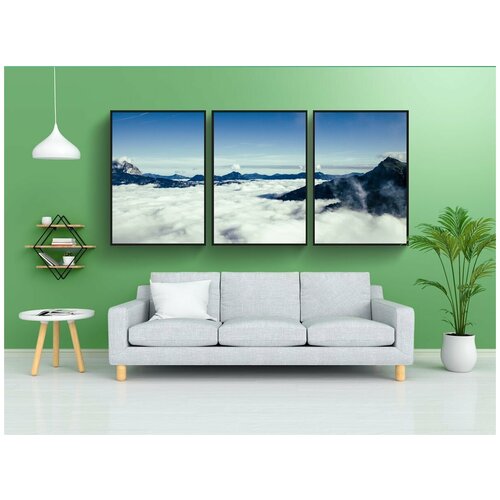 фото Набор модулных постеров для интерьера "облака, небо, гора" 60x90 см. в тубусе, без рамки lotsprints