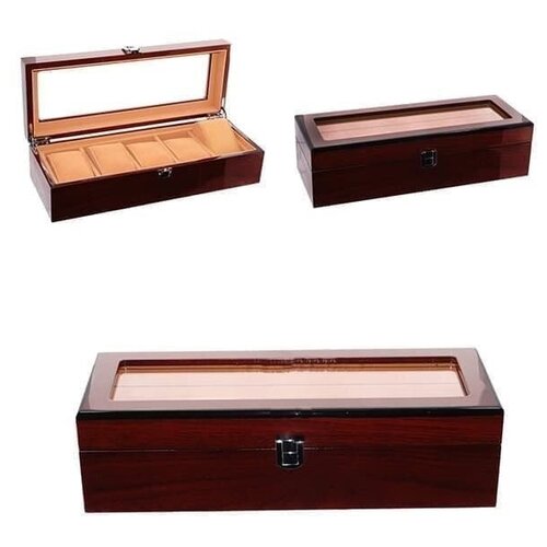 Шкатулка, футляр, кейс для хранения наручных часов, органайзер для украшений, подставка, держатель для браслетов с 5 отделениями 31х12х8 см