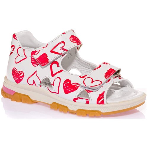 фото Сандалии minimen, ж цвет белый-принт-красный-сердце, размер 24