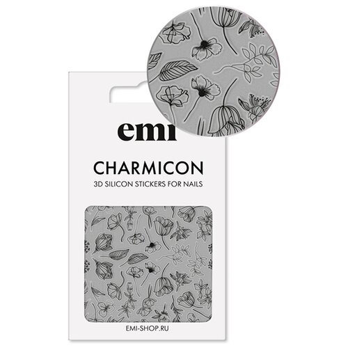 E.Mi, 3D-стикеры №176 Цветы черные Charmicon 3D Silicone Stickers