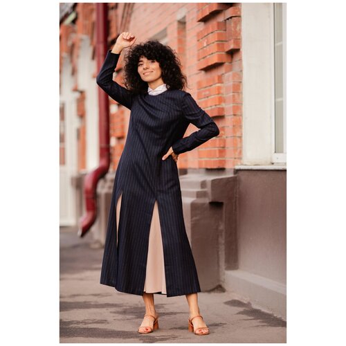 Платье на подкладке с воротничком и разрезами LN Family 4011 Черный 44