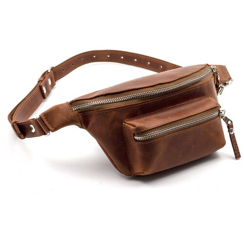 фото Сумка поясная elige, фактура гладкая, оранжевый, коричневый