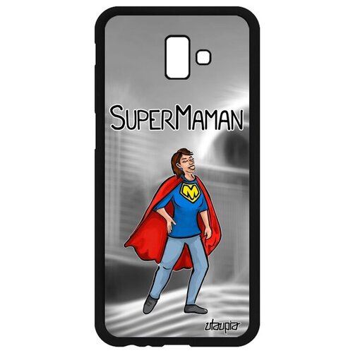 фото Защитный чехол для телефона // samsung galaxy j6 plus 2018 // "супермама" юмор рисунок, utaupia, серый