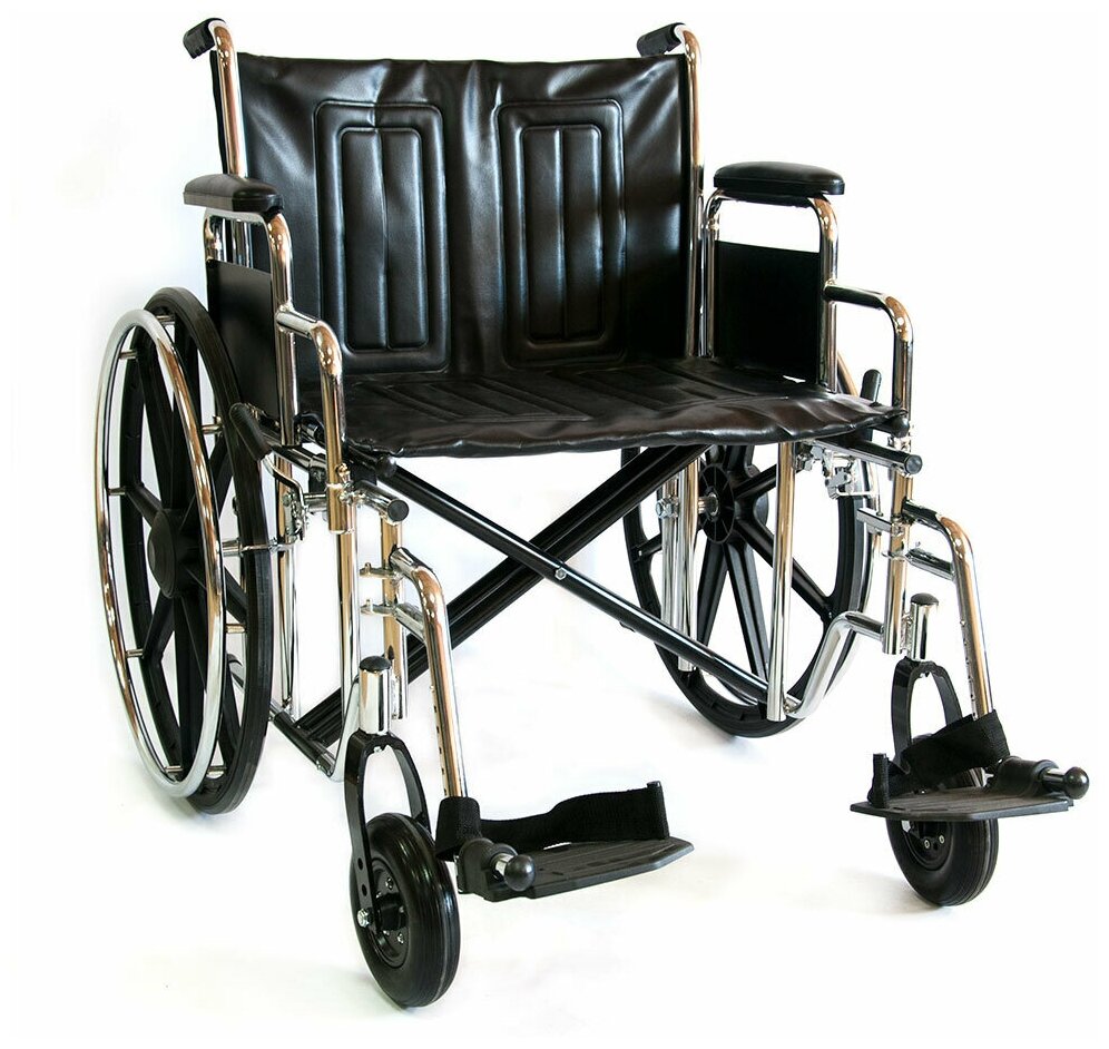 Кресло-коляска инвалидная повышенной грузоподъемности 711AE 56 см (литые) Мега-Оптим