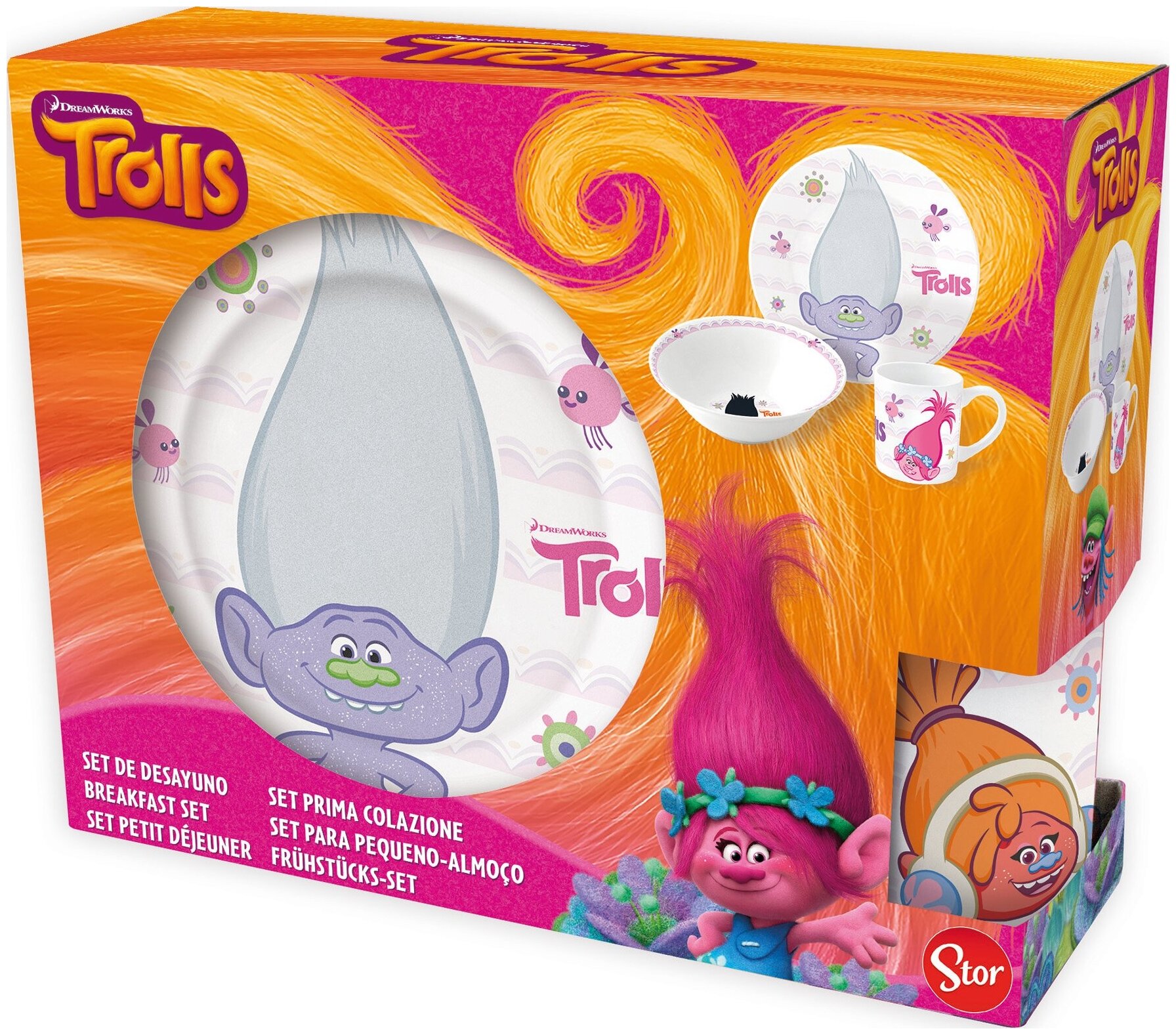 Набор детской посуды Stor 3 предмета Snack Set Trolls - фото №4