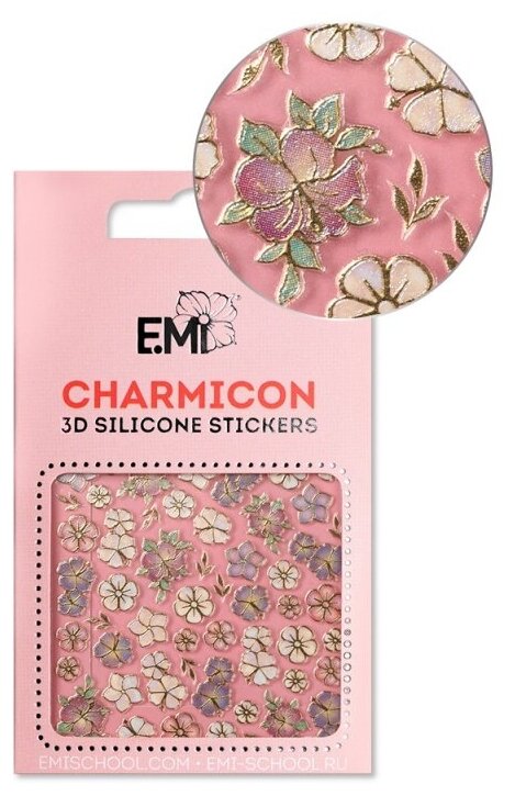 E.Mi, 3D-стикеры №134 Цветы MIX Charmicon 3D Silicone Stickers