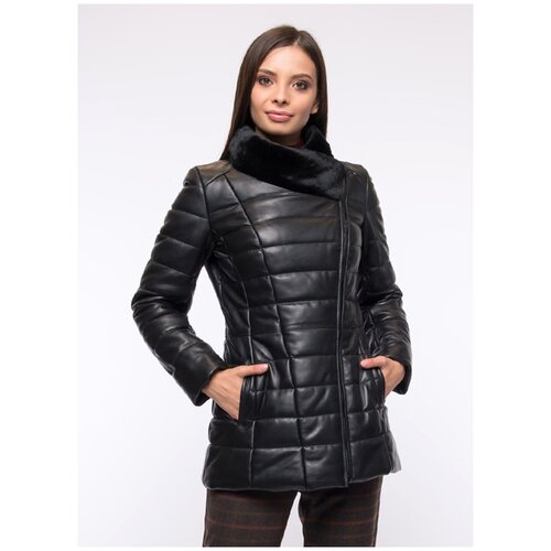 фото Кожаный пуховик 06, imperiafabrik, размер 46, черный