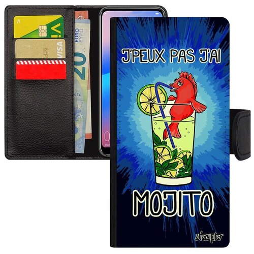 фото Красивый чехол книжка для // galaxy a50 // "не могу - у меня мохито!" пародия аперитив, utaupia, синий